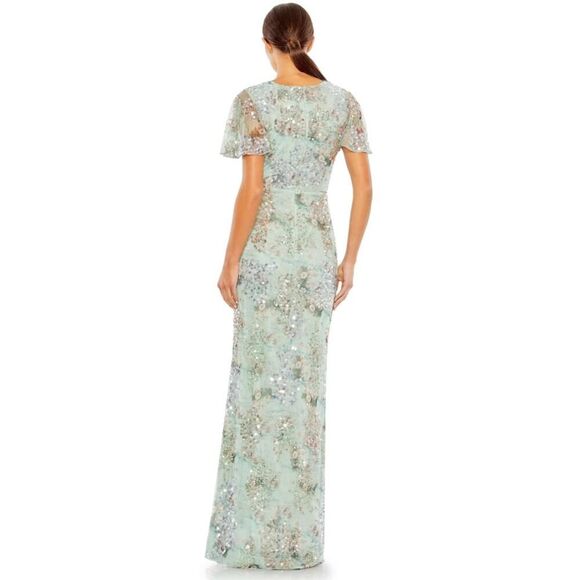 Mac Duggal Green Embellished Butterfly Sleeve Faux Wrap Gown - Size 20 - NWT - Picture 3 of 7